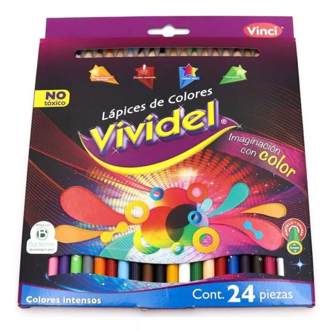 Lápices de Colores Redondos Vinci Vividel 4mm 24 Piezas