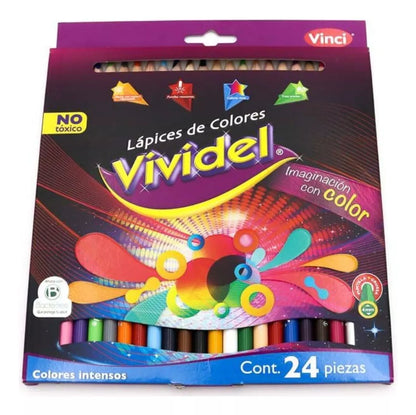 Lápices de Colores Redondos Vinci Vividel 4mm 24 Piezas