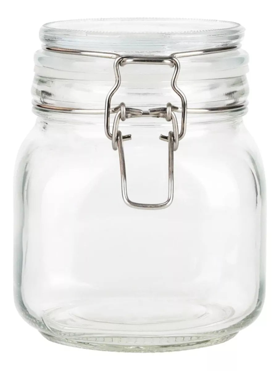 Contenedor Vidrio Hermético Tapa Clip 750 Ml Frasco Brocal