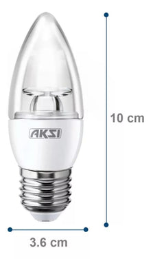 10 piezas Foco LED Vela Aksi 4w Base E27 Luz Blanca
