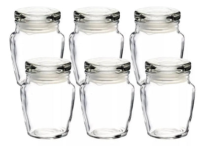 Set 6 Brocalito Vidrio Envase Redondo Regalo Dulcero 200ml - Vittori - vista lateral