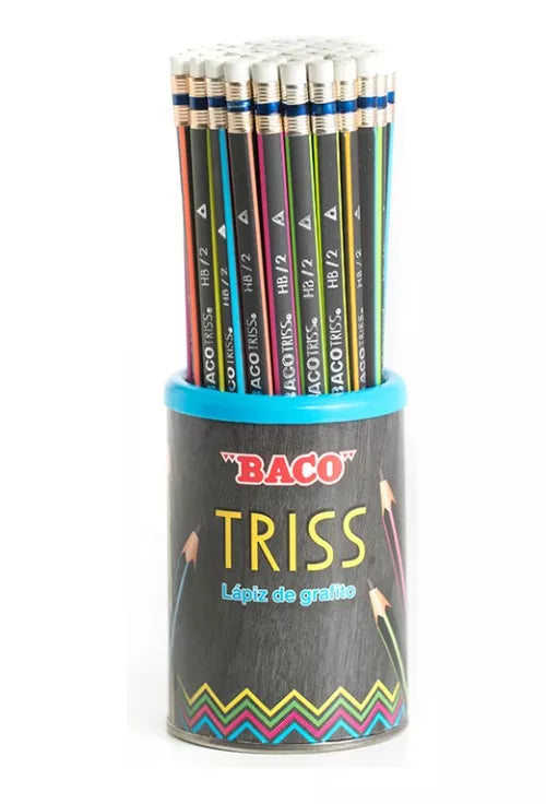 Bote 50 Lapices Madera Grafito Hb/2b Goma Borrar Baco Triss