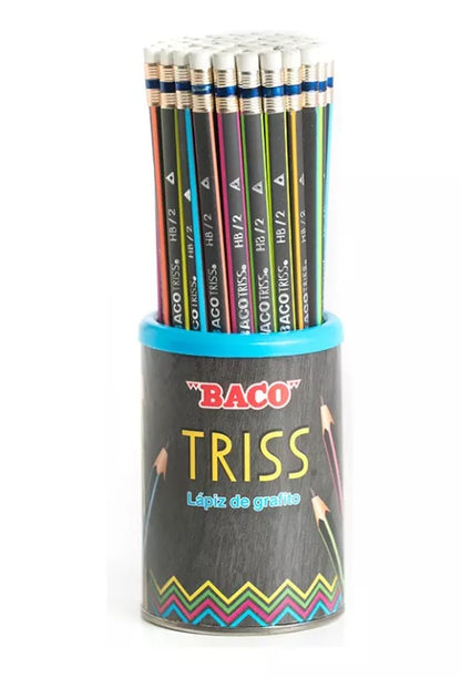 Bote 50 Lapices Madera Grafito Hb/2b Goma Borrar Baco Triss