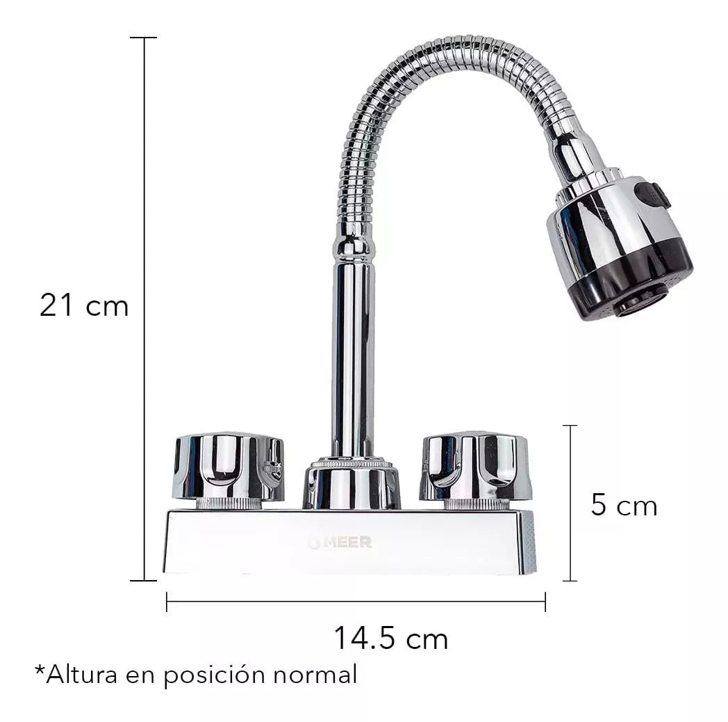 Mezcladora Flexible Lavabo Meer Llave Cocina 1/4 Vuelta