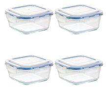 4 Contenedor Hermético Vittori Vidrio Cuadrado Grande 800 Ml