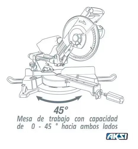 Sierra Inglete Aksi Telescopica 10in 1800w Corte Bisel - Aksi - detalle