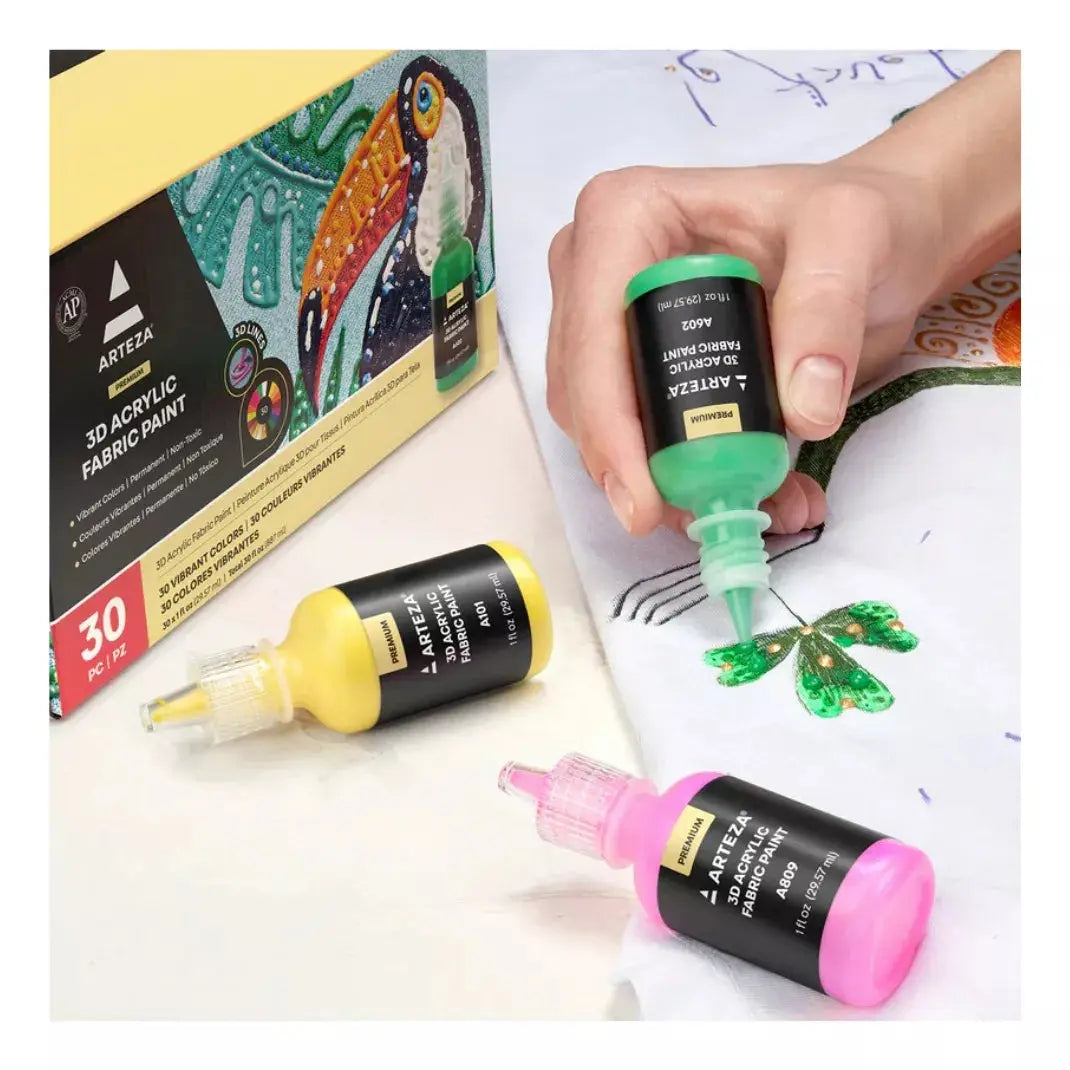 30 Botellas Pintura Tela 3d Colores Metalicos Arteza - Marchante MX