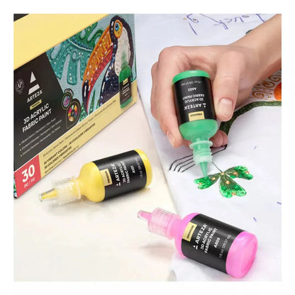 30 Botellas Pintura Tela 3d Colores Metalicos Arteza - Marchante MX