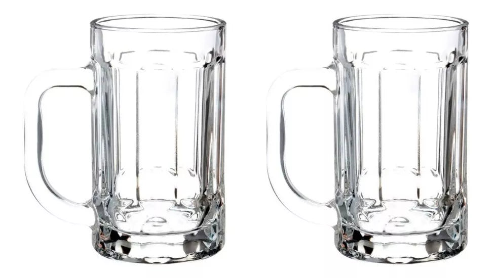 2pz Tarro Cervecero Líneas 400ml Micheladas Vaso Vidrio - Marchante MX