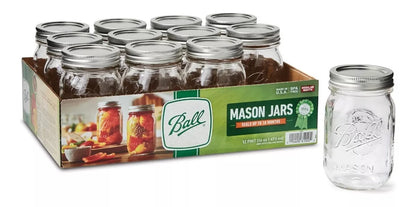 6 Pack Mason Jars Ball 16 Oz (6 Piezas) Boca Regular