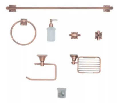 Juego Accesorios Baño 6 Piezas Meer Metal Color Oro Rosado - CNX