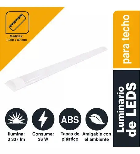 Luminario Led Lineal Sanelec De Sobreponer 36w Luz Fría 1276 - Sanelec