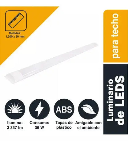 Luminario Led Lineal Sanelec De Sobreponer 36w Luz Fría 1276 - Sanelec