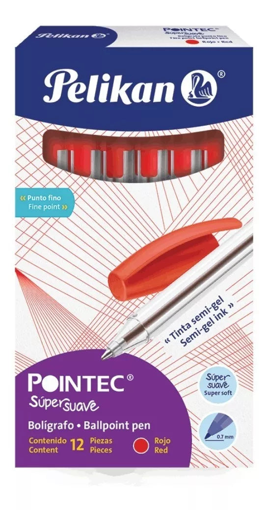 Bolígrafos Tinta Semigel Pointec Pelikan Punto Fino 0.7mm 12 Piezas Elegir Color