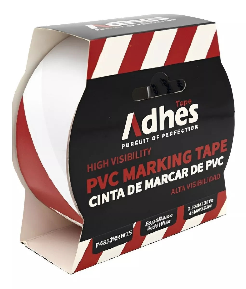 Cinta Delimitadora Adhesiva Pvc Adhes 4.8cmx33m Blanca/Rojo