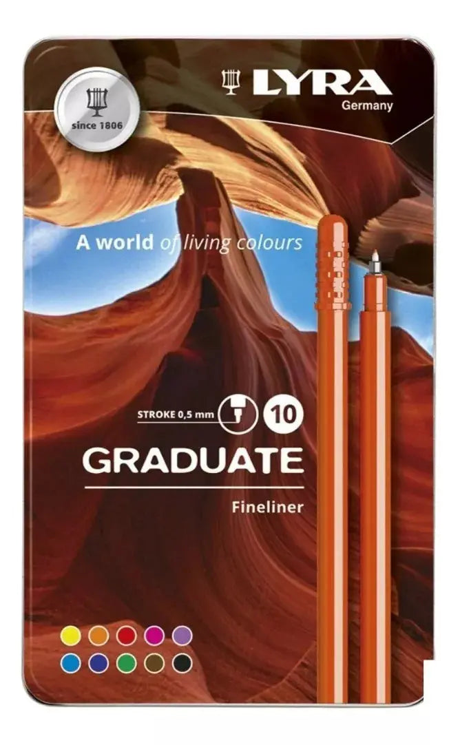 Plumón Rotulador Lyra Graduate Fineliner Marcadores Set 10 Piezas - Marchante MX