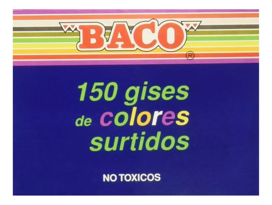 Caja 150 Gises 12 Colores Surtidos Comprimidos Baco Pizarron