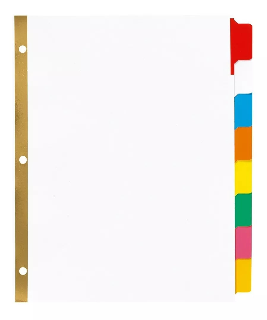 8 Separadores Borrables Avery Carpeta Pestañas Multicolor
