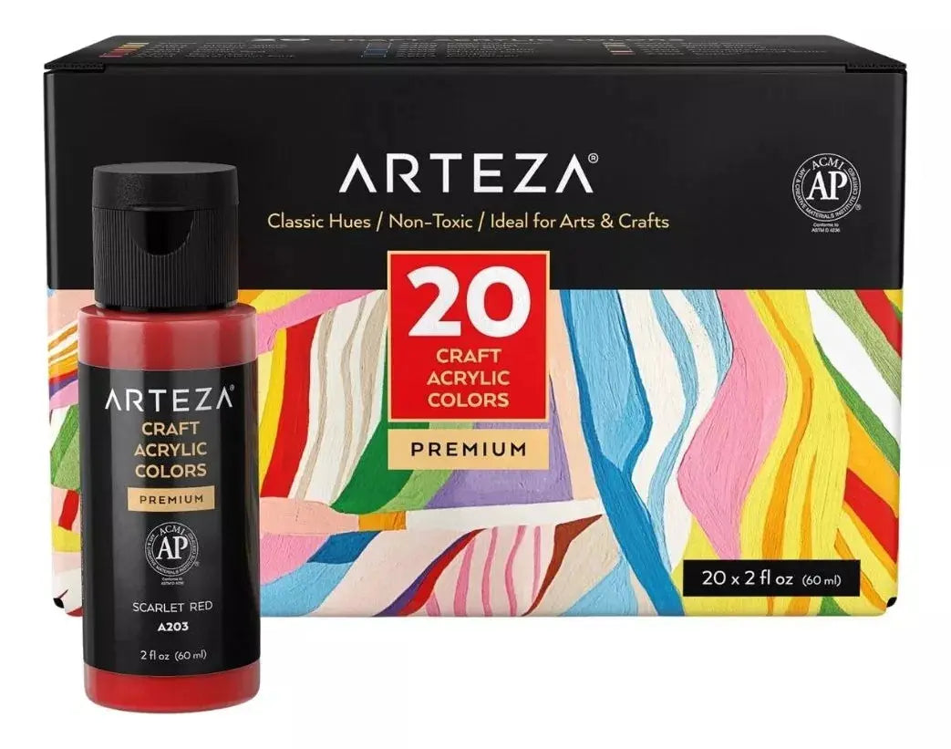 Set De 20 Pinturas Acrilicas Arteza 60 Ml Tonos Clasicos - Arteza - detalle