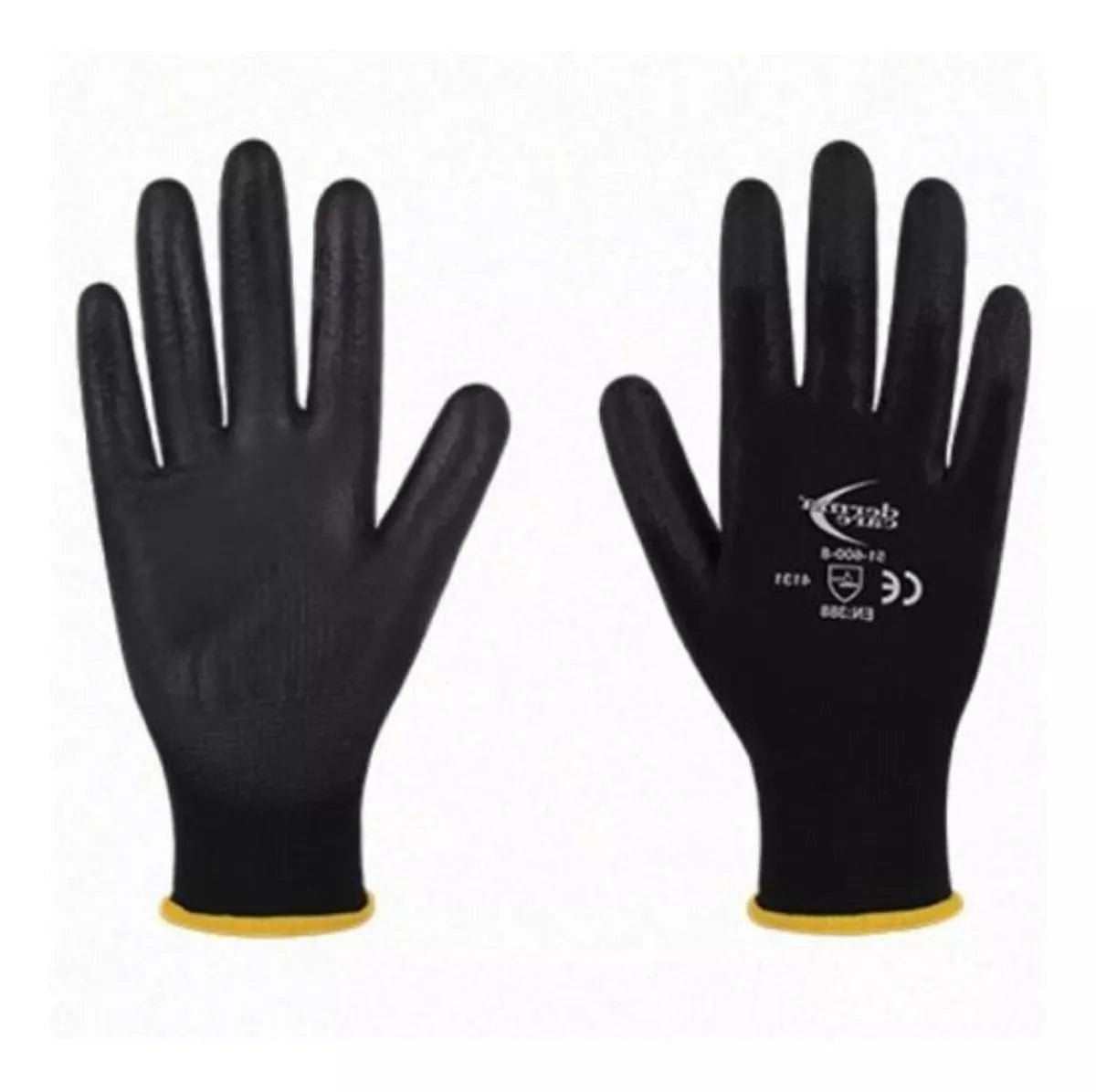 12 Guantes Seguridad Recubiertos Poliuretano Ribete Colores