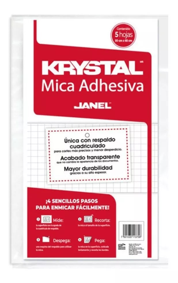 5pz Hojas Mica Forro Adherible Krystal Cuaderno Transparente