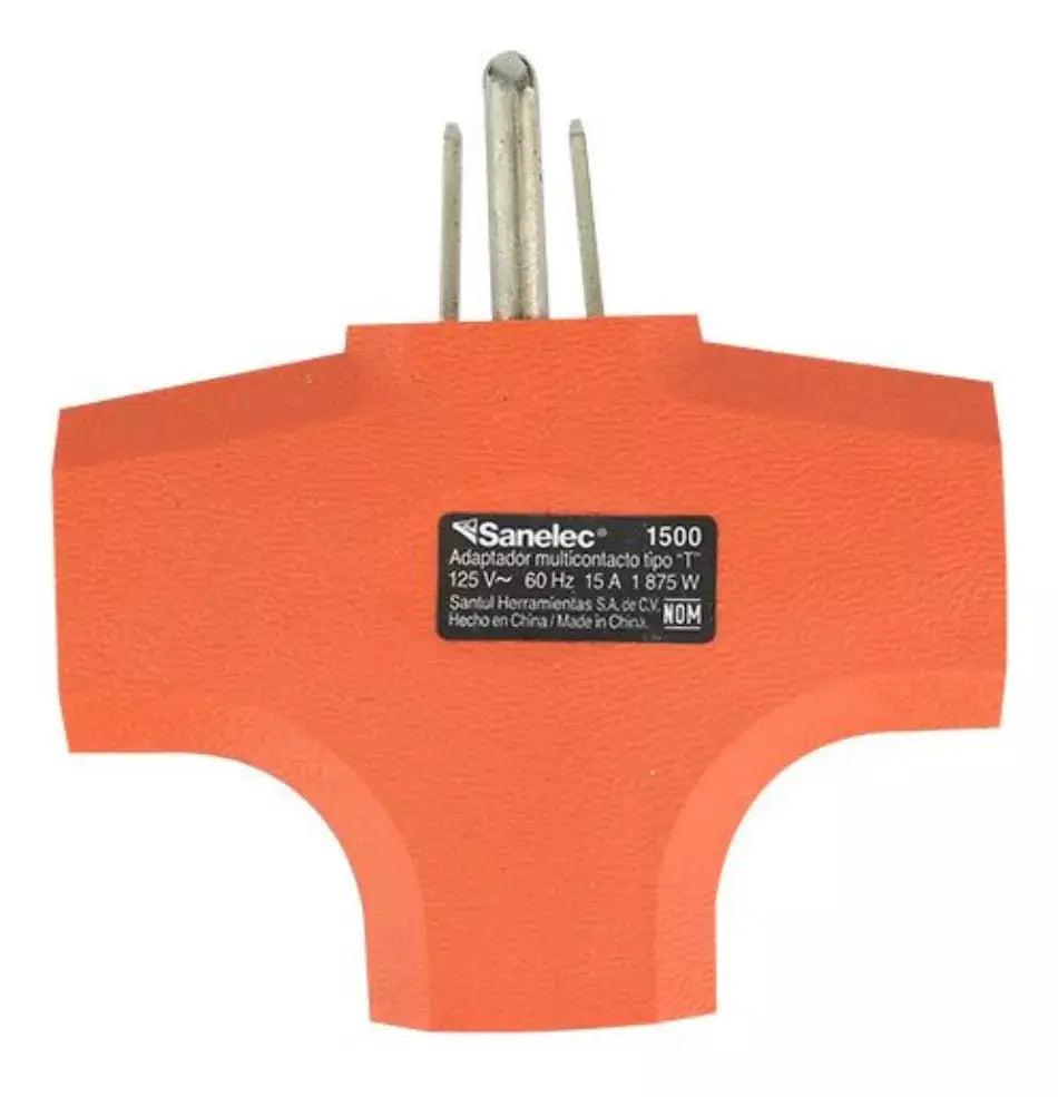 Adaptador Multicontacto Sanelec Aterrizado Tipo T 3 Contacto - Sanelec - empaque