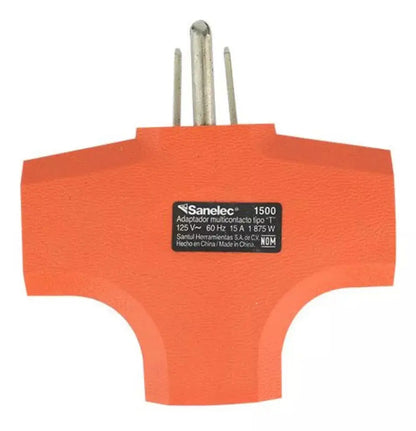 Adaptador Multicontacto Sanelec Aterrizado Tipo T 3 Contacto - Sanelec - empaque
