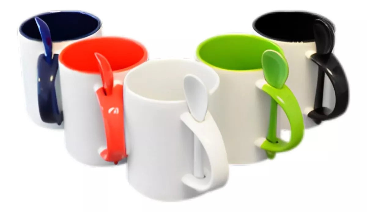 Taza Con Cuchara Interior Color Color Make Sublimacion 11oz - Marchante MX