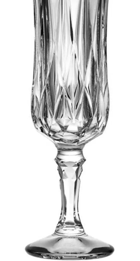 6 Copas Flauta Vino Tinto Vidrio Cristal Labrado Verzy
