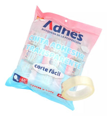 Bolsa 50pzs Cinta Adhesiva Corte Facil Adhes 12mmx10m