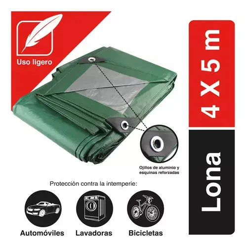 Lona Uso Ligero Reforzada Santul Polietileno 4x5 Verde 5467 - Santul - vista lateral