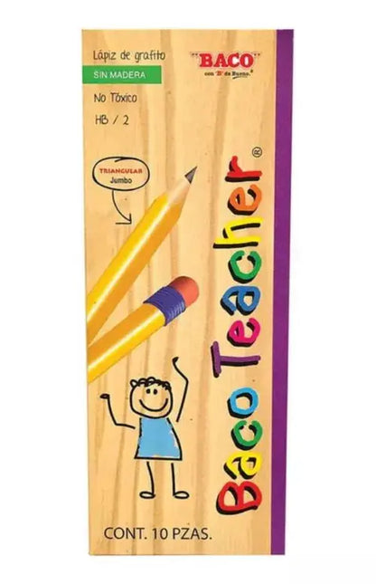 10 Lápices Entrenadores Grafito Baco Hb N°2 Bacoteacher - BACO - detalle
