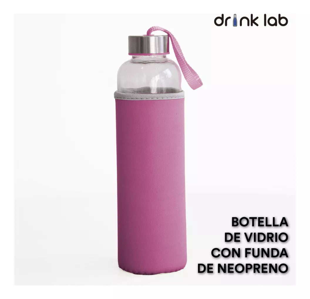 Botella Vidrio Funda Neopreno Agua Sport 600 Ml Resistente