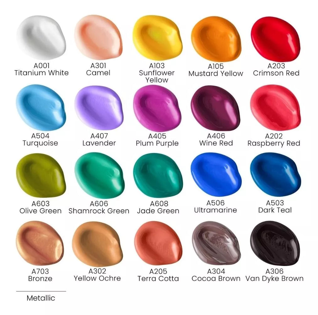 20 Pinturas Acrilicas Arteza Tonos Vintage 60 Ml C/u - Marchante MX