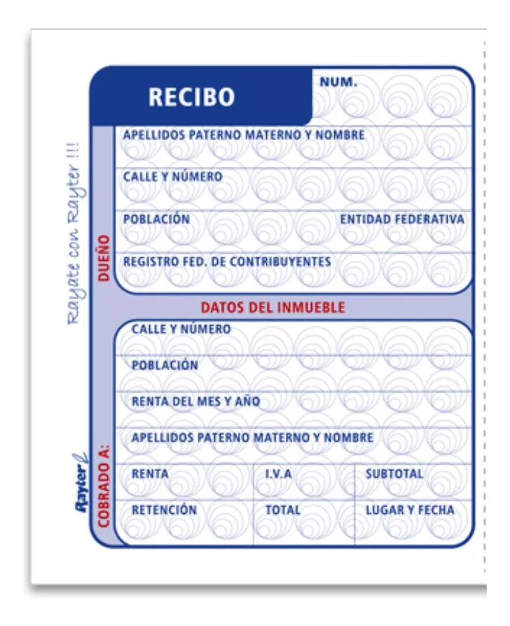 Recibo Arrendamiento Rayter Azul 2 Block C/50 Hojas C/u