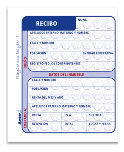 Recibo Arrendamiento Rayter Azul 2 Block C/50 Hojas C/u