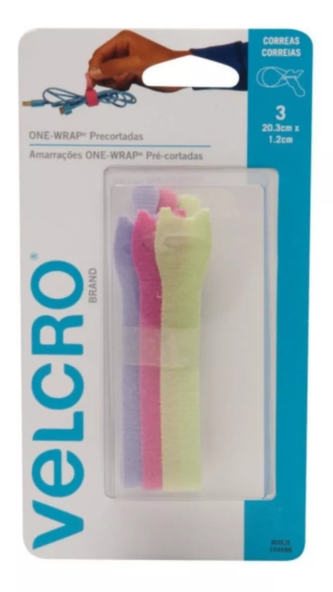 3pz Cinta Organizadora Cables Velcro® Tiras Sujeción Colores