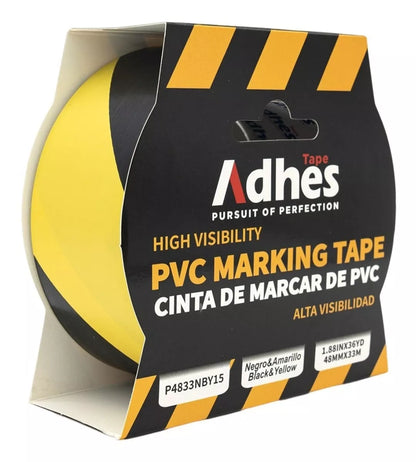 3pz Cinta Advertencia Marcaje Adhes Negro/amarillo Pvc 33m
