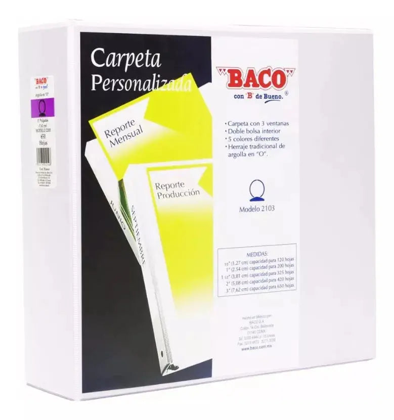 1 Carpeta Vinil Baco Personalizada Carta Economica 3pulgadas - Baco - detalle