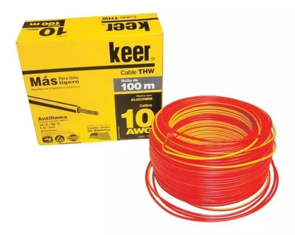 Cable Alucobre Keer Longitud 100m Antiflama Calibre 10 Rojo
