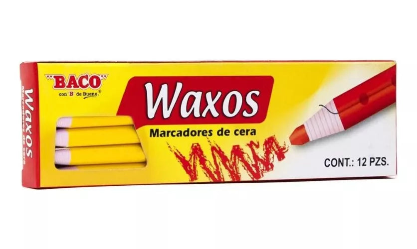 Caja 12 Marcadores Lapiz Cera Suave Baco Waxos Color Elegir