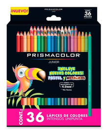 36 Lápices De Colores Prismacolor Junior Pastel Metalicos