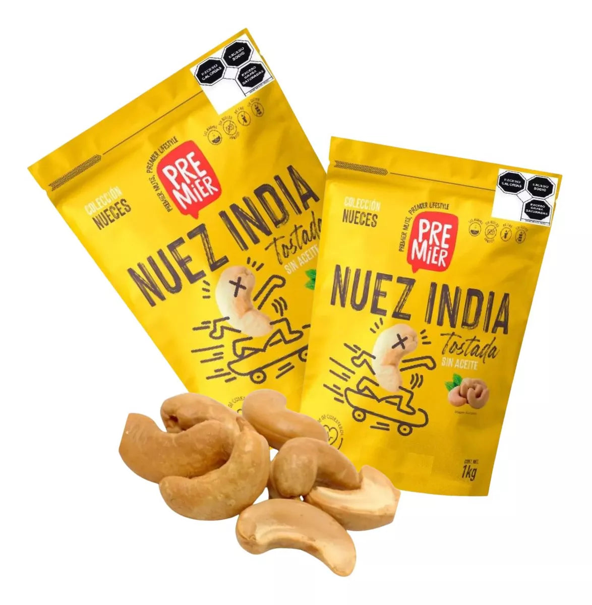 2 Bolsa Nuez De La India Frita Premier C/sal Marina 1kg C/u