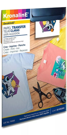 2 Pack Papel Transfer Kronaline Telas Claras 10 Hojas Tr300