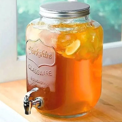 Dispensador De Bebidas Vitrolero Vidrio Con Base Mason 8lt