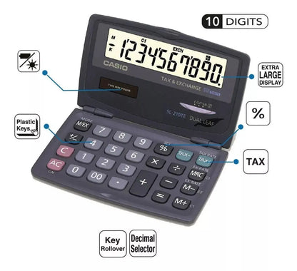 Calculadora Portatil Casio Sl-210te 10 Dígitos Plegable (DESCONTINUADO) - Casio - detalle