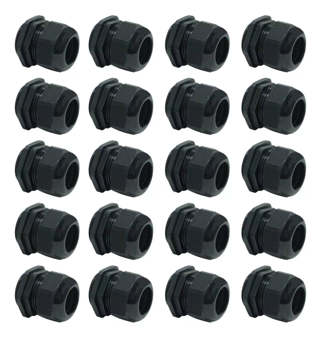 Pack 20 Conectores Glandula Nylon Argos 1/2 Pulgada Negro