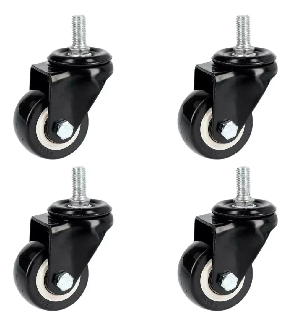 4pz Rueda Pvc Surtek Rodaja Espiga Roscada 2 Negro Llanta - Lock - vista lateral