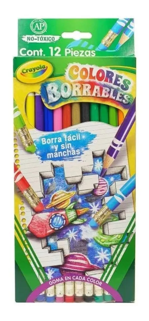 Lápices De Colores Crayola Borrables Fácil Borrado 12 Piezas