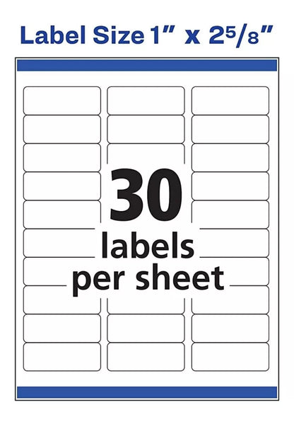 300 Etiquetas Blanca Avery Adhesivas Sobre 2.54 X 6.66 Cm
